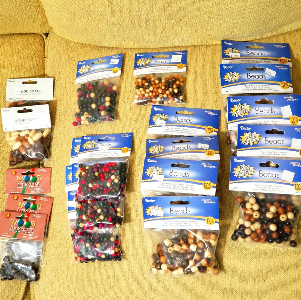 Huge NWT Lot of Wooden & Imitation Bone Beads
